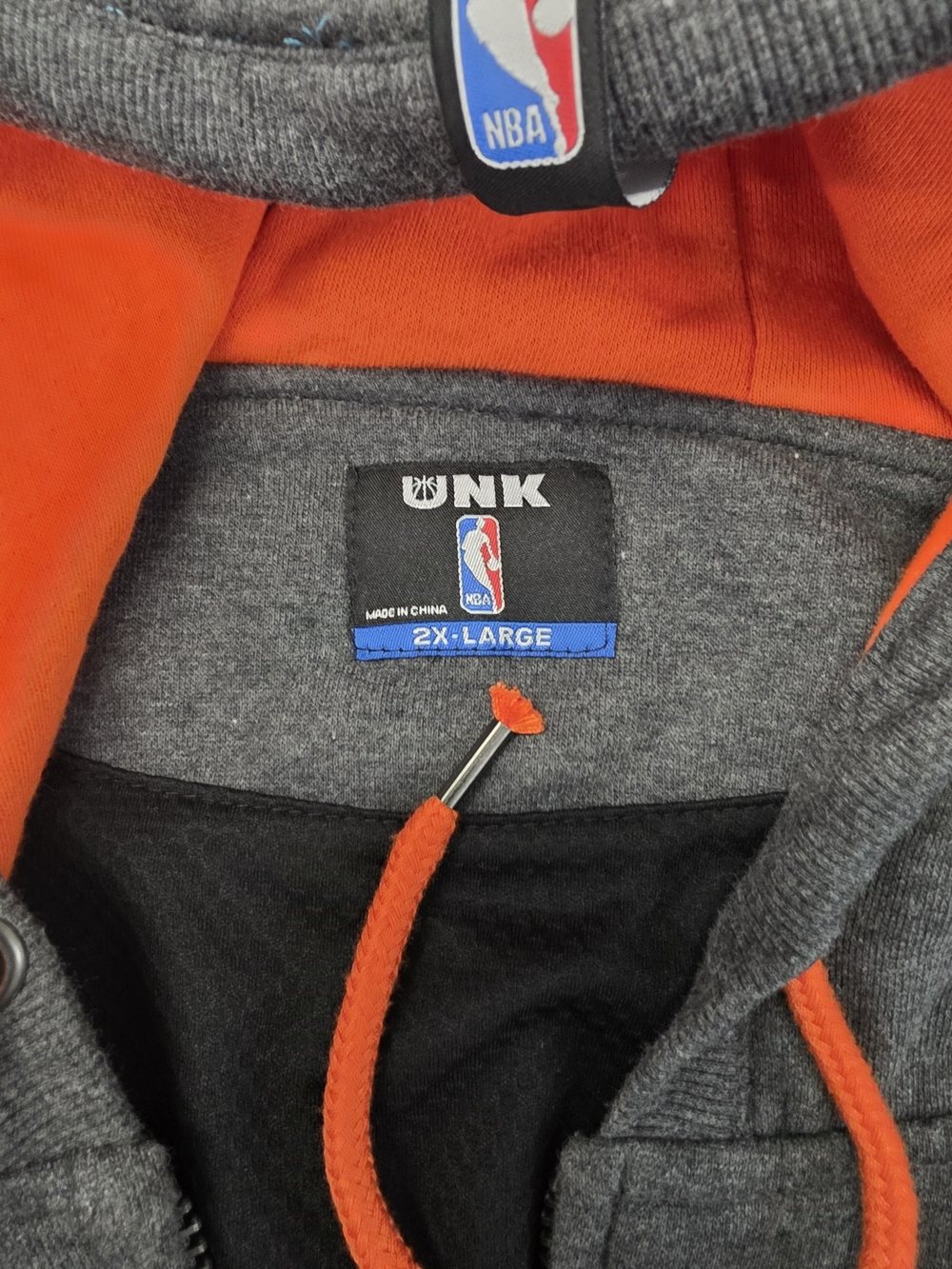 NBA UNK Zip Hoodie NewYork Knicks gray & striped Men's Size XXL - Picture 4 of 9